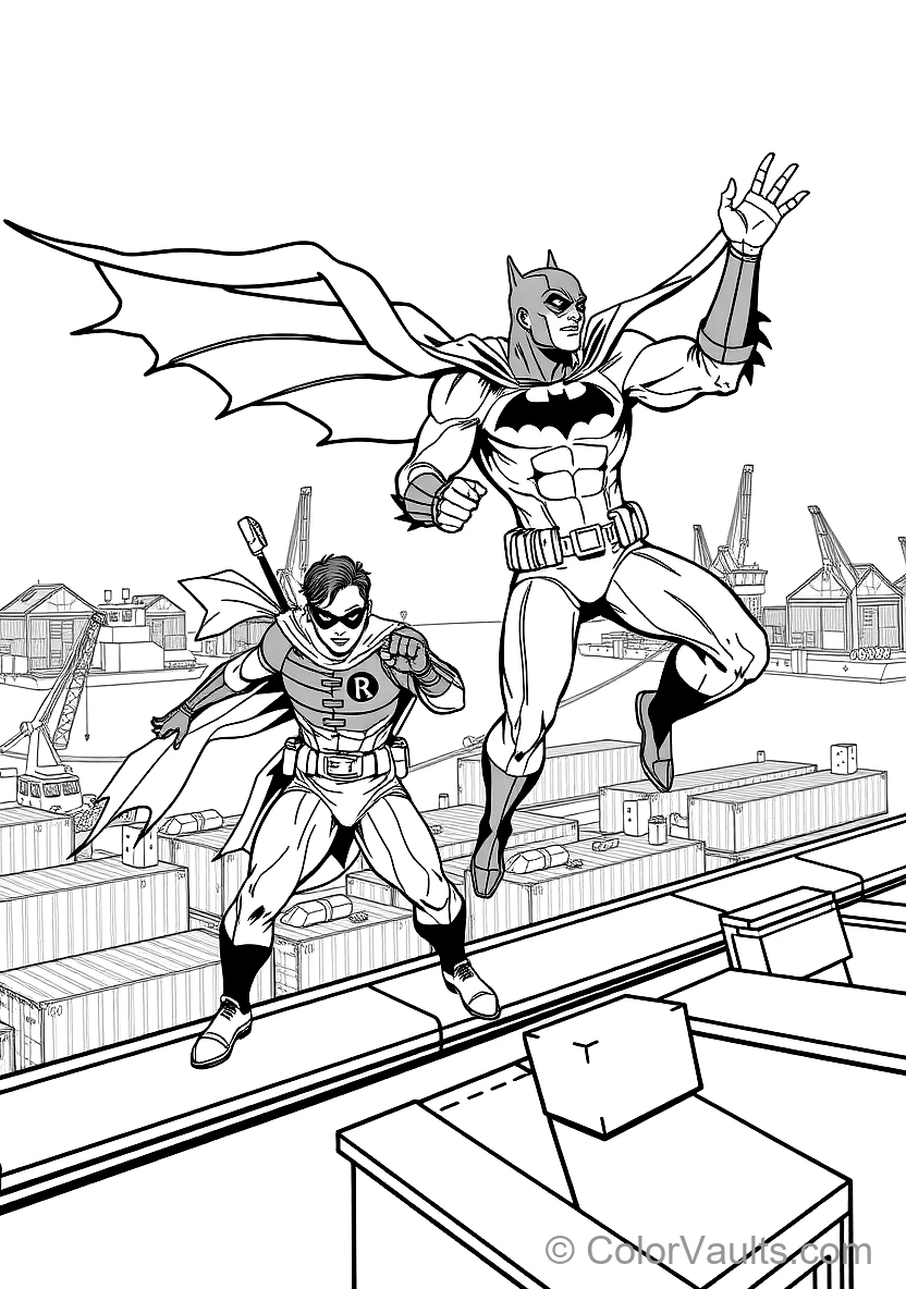 Batman and Robin in Dynamic Combat Stances on a Giant Lily Pad (Scene 10)
