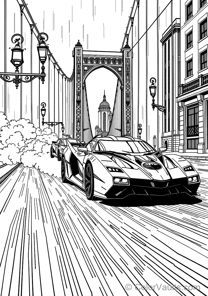 Armored High-tech Batmobile Zooming Down a (Scene 14)