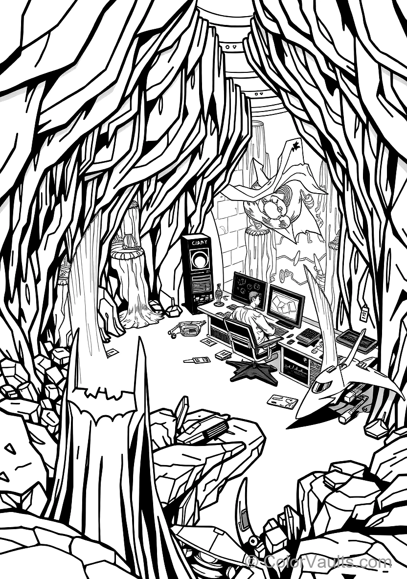 Batman Inside the Subterranean Batcave Analyzing (Scene 11)