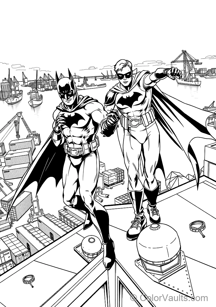 Batman and Robin in Dynamic Combat Stances on a Giant Lily Pad (Scene 16)