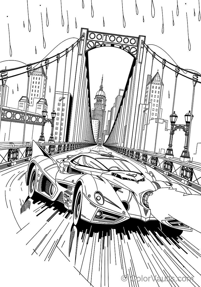Armored High-tech Batmobile Zooming Down a (Scene 17)