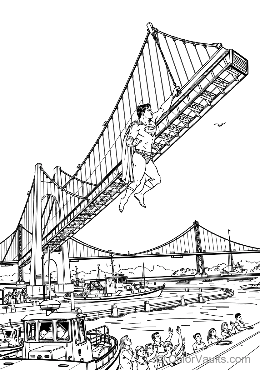 Superman Lifting a Giant Falling Suspension Bridge (Scene 2)