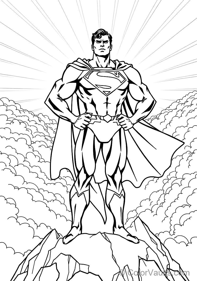 Superman in Majestic Heroic Stance with Hands on Hips