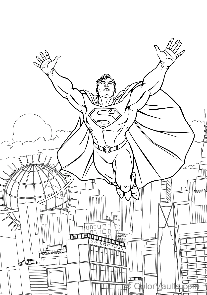 Superman Soaring with Arms Outstretched and Cape (Scene 2)