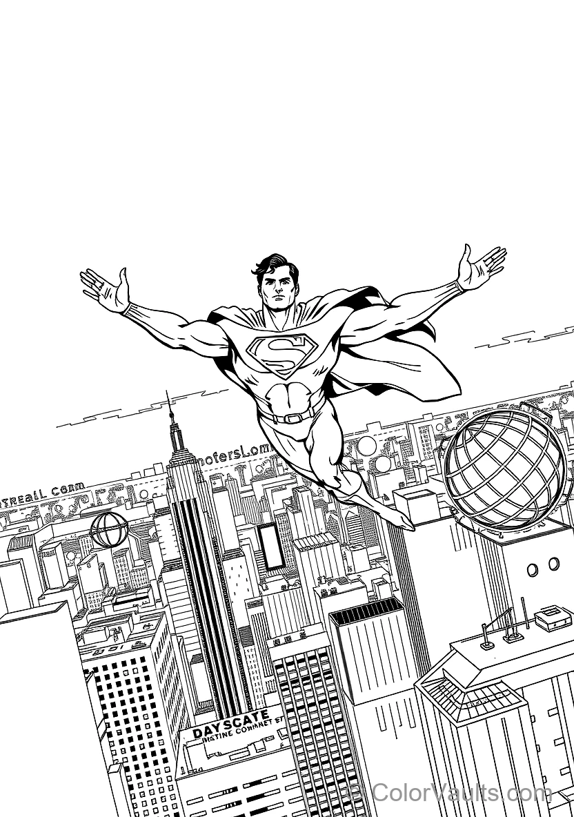 Superman Soaring with Arms Outstretched and Cape (Scene 3)