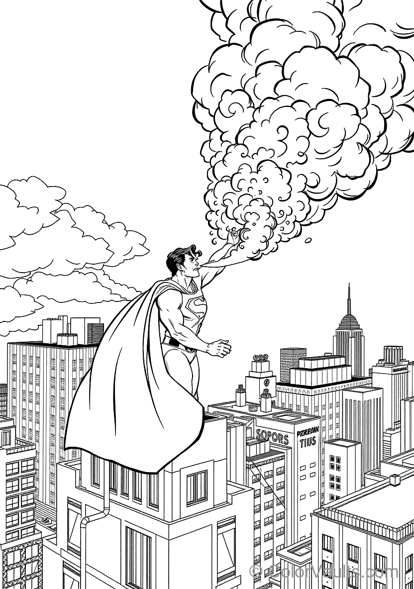 Superman Using Freeze Breath to Extinguish a Fire (Scene 5)