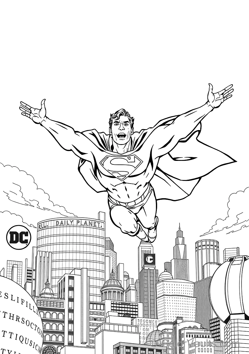 Superman Soaring with Arms Outstretched and Cape (Scene 5)