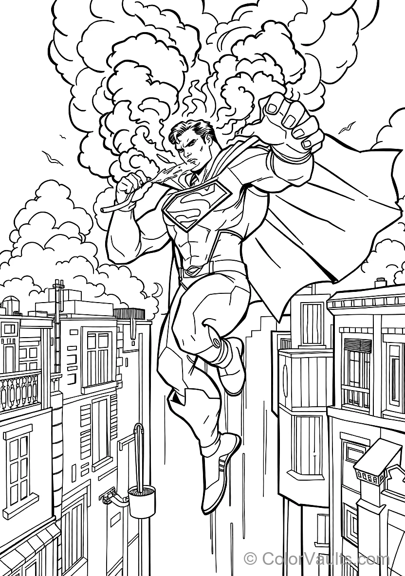 Superman Using Freeze Breath to Extinguish a Fire (Scene 6)