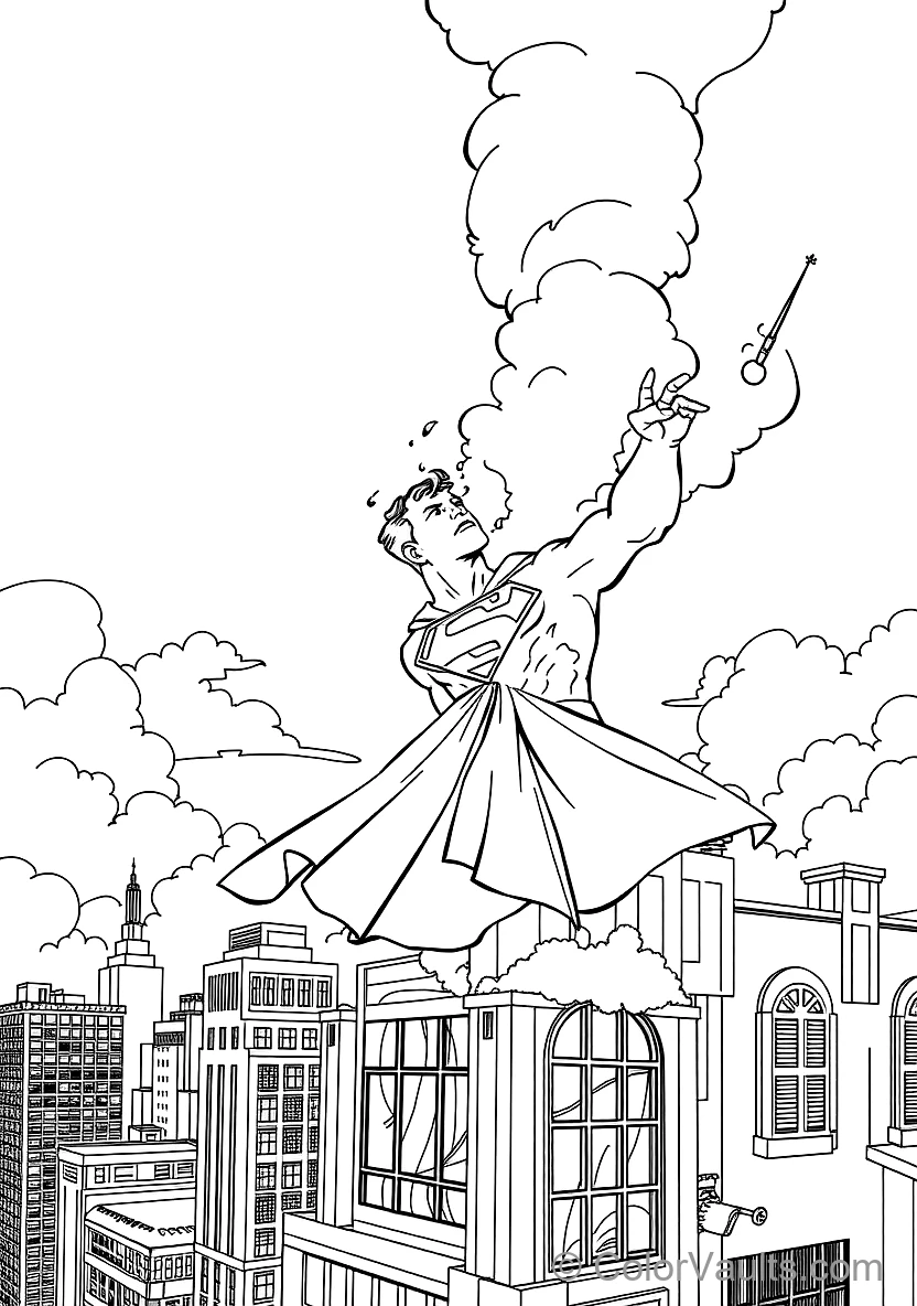 Superman Using Freeze Breath to Extinguish a Fire (Scene 7)