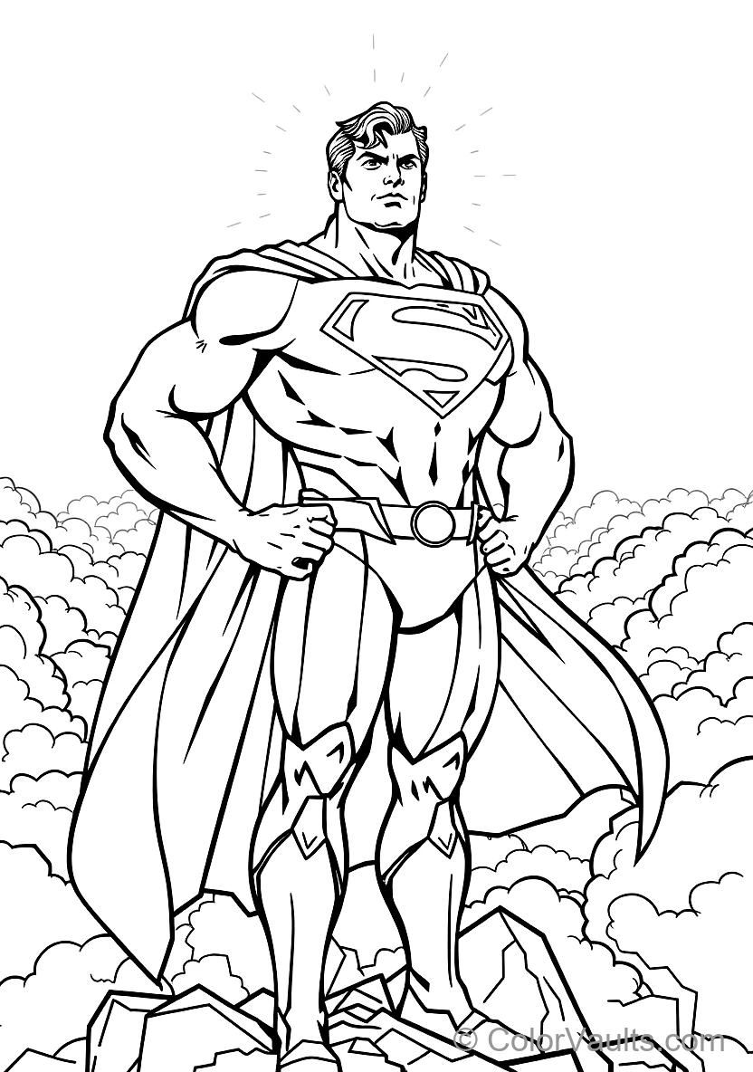 Superman in Majestic Heroic Stance with Hands on Hips (Scene 3)