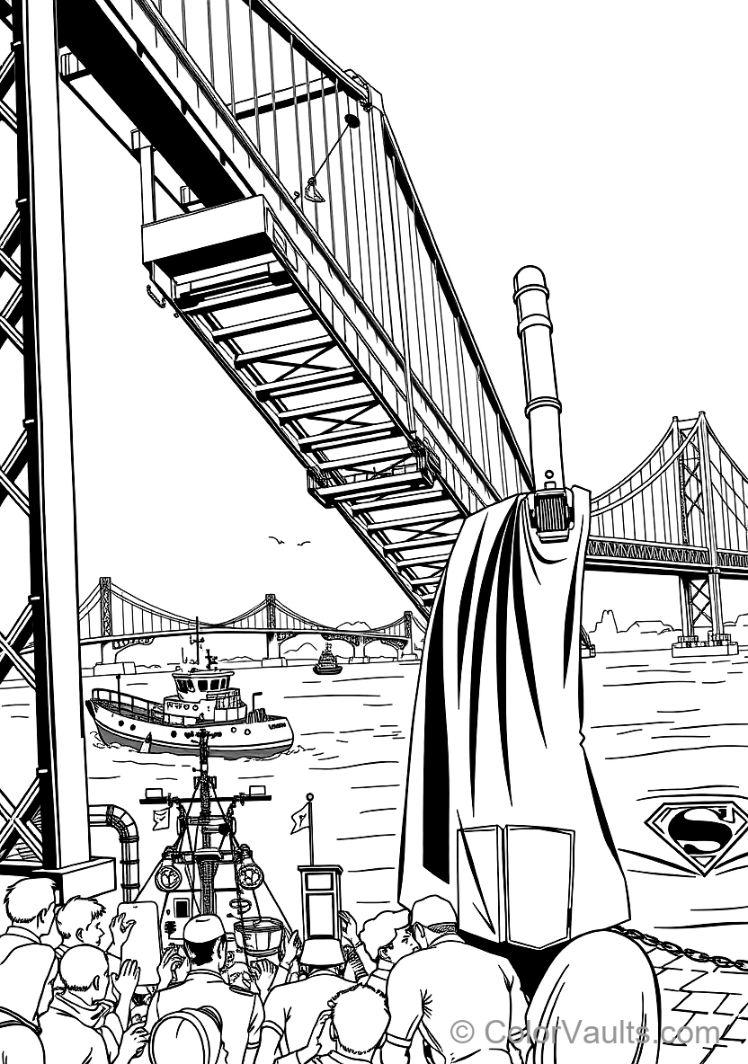 Superman Lifting a Giant Falling Suspension Bridge (Scene 3)