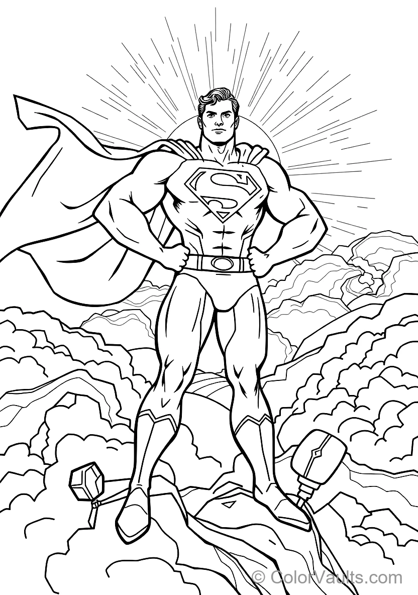 Superman in Majestic Heroic Stance with Hands on Hips (Scene 4)