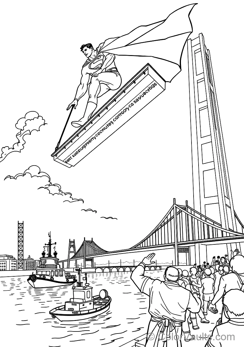 Superman Lifting a Giant Falling Suspension Bridge (Scene 4)