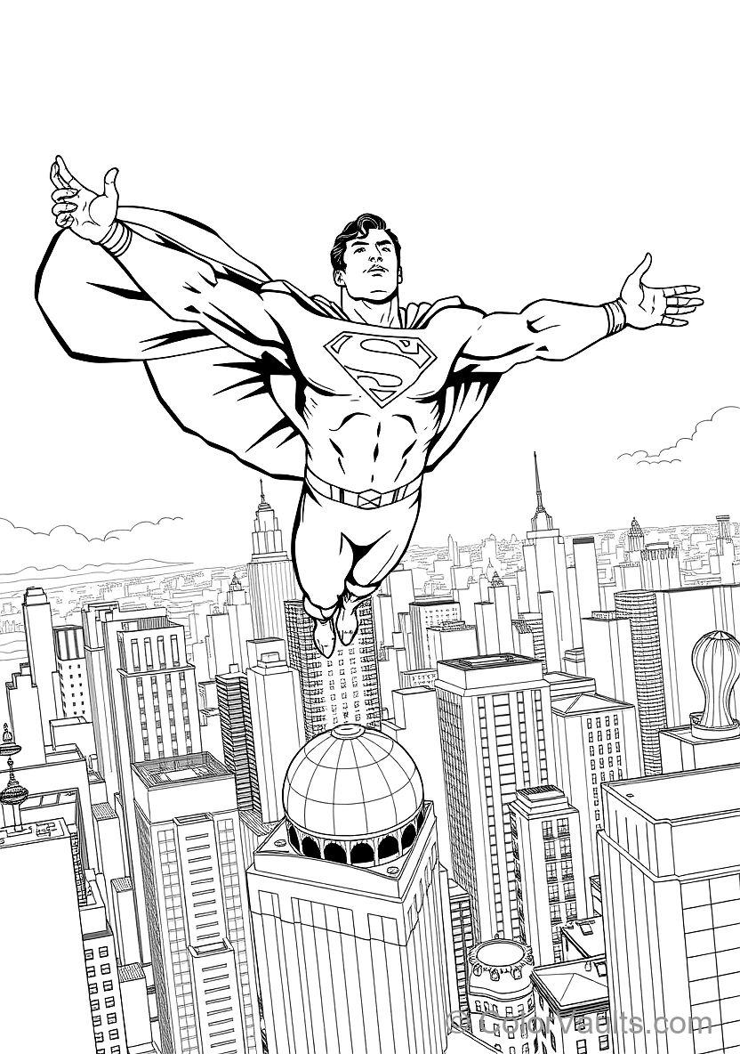 Superman Soaring with Arms Outstretched and Cape (Scene 7)