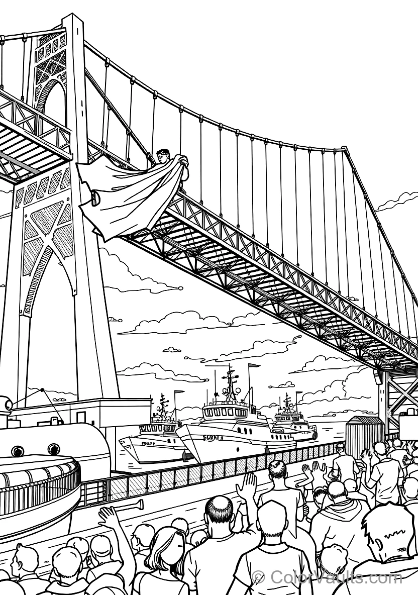 Superman Lifting a Giant Falling Suspension Bridge (Scene 5)