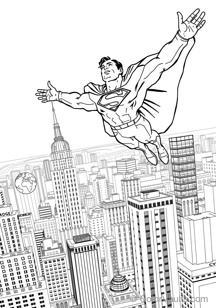 Superman Soaring with Arms Outstretched and Cape (Scene 8)