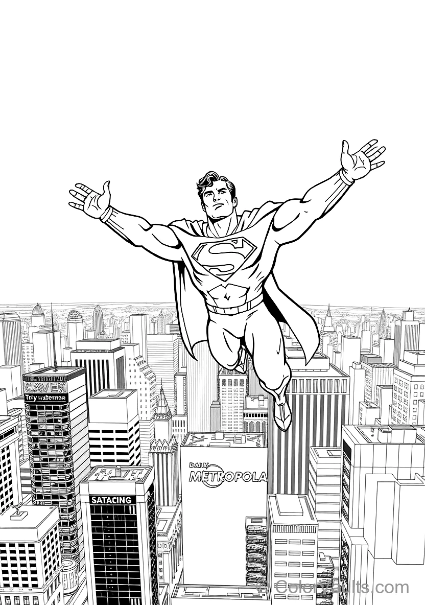 Superman Soaring with Arms Outstretched and Cape (Scene 9)