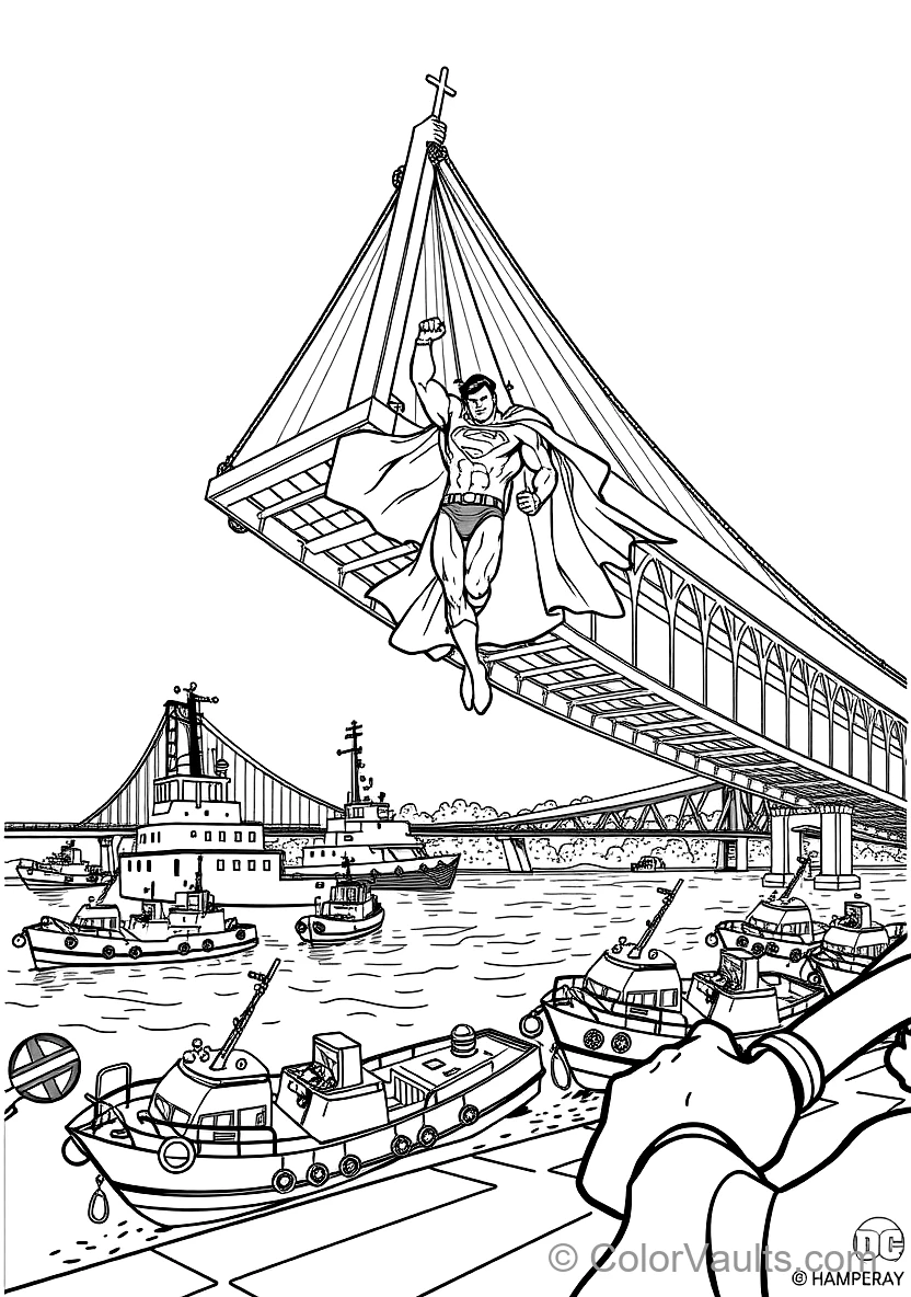 Superman Lifting a Giant Falling Suspension Bridge (Scene 6)