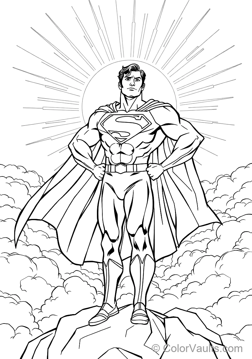 Superman in Majestic Heroic Stance with Hands on Hips (Scene 6)