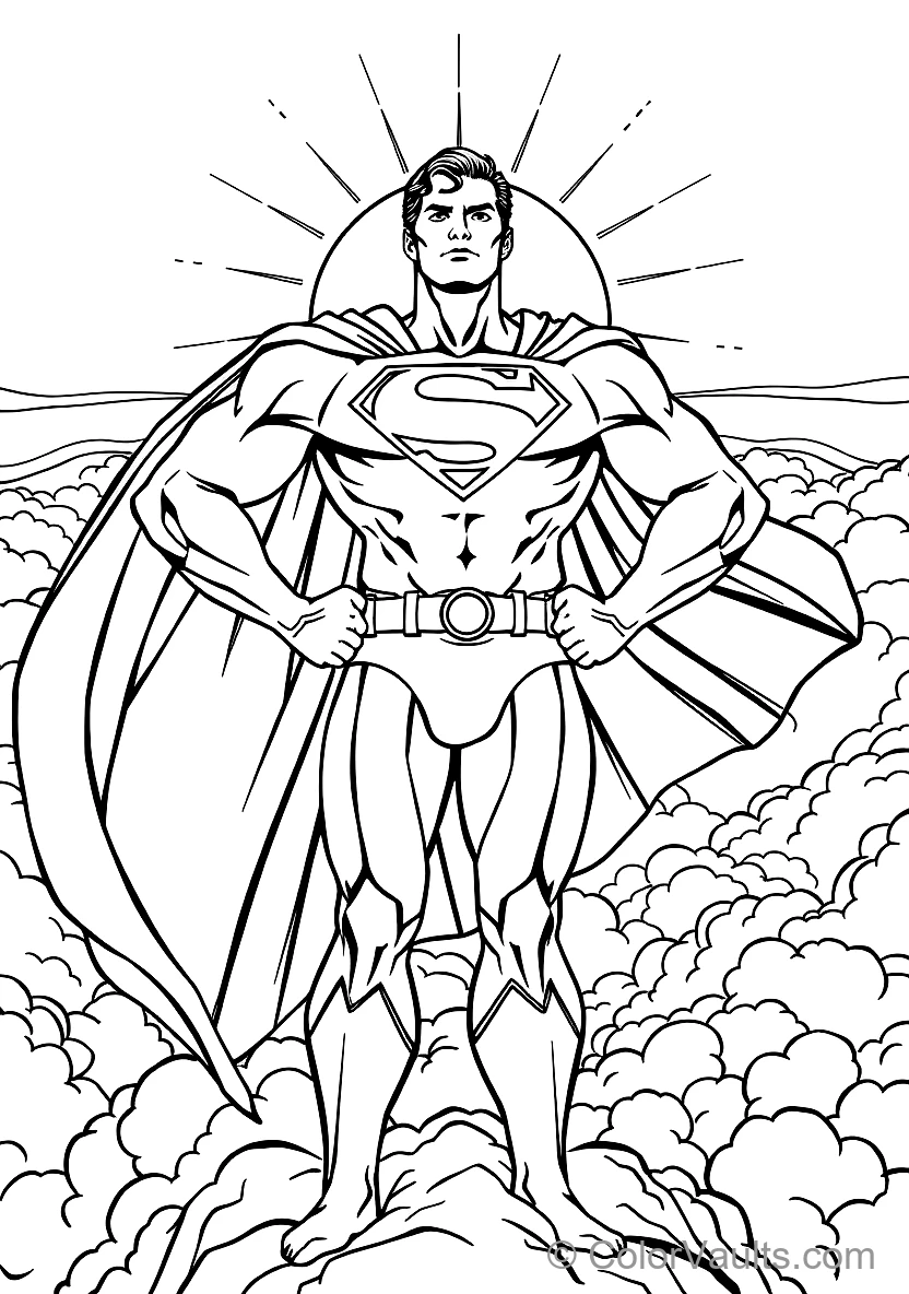 Superman in Majestic Heroic Stance with Hands on Hips (Scene 7)