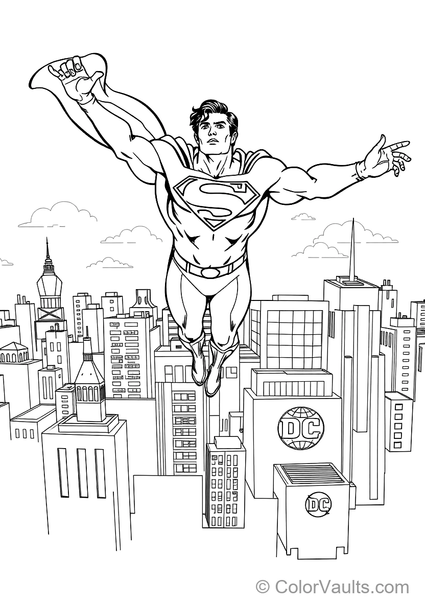 Superman Soaring with Arms Outstretched and Cape (Scene 10)