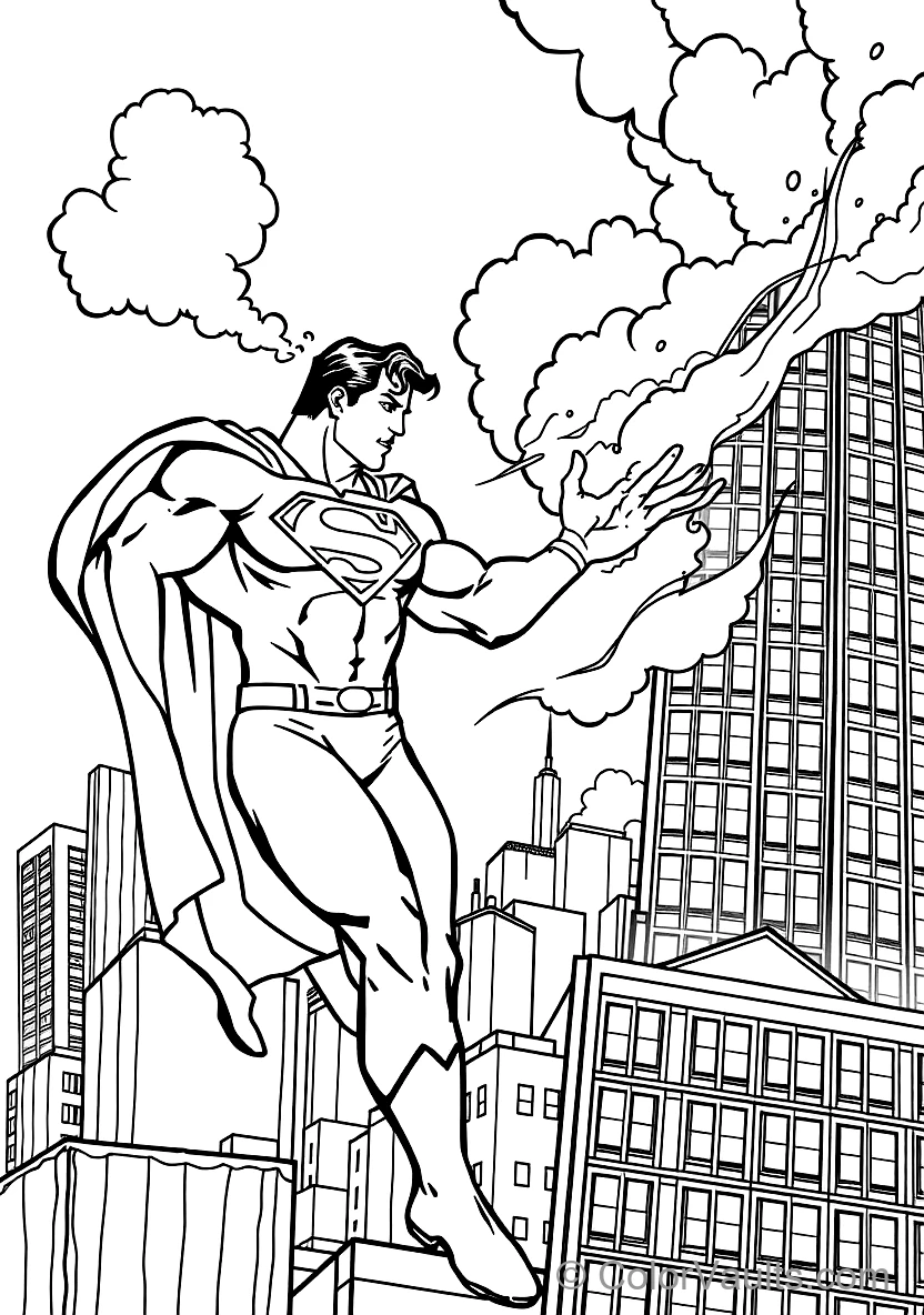 Superman Using Freeze Breath to Extinguish a Fire (Scene 10)