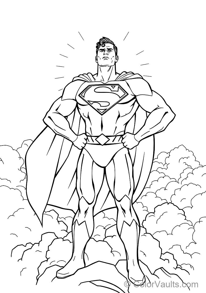 Superman in Majestic Heroic Stance with Hands on Hips (Scene 10)