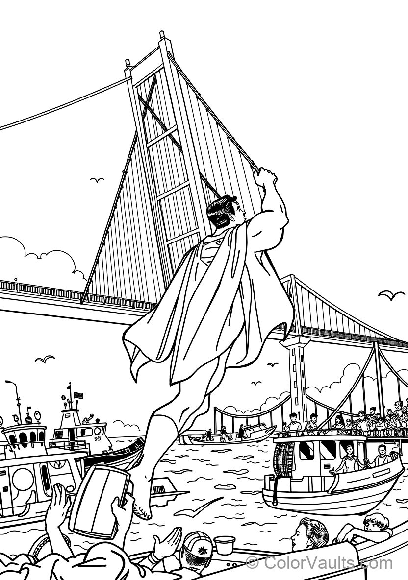Superman Lifting a Giant Falling Suspension Bridge (Scene 10)