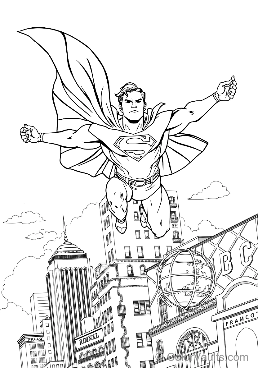 Superman Soaring with Arms Outstretched and Cape (Scene 11)