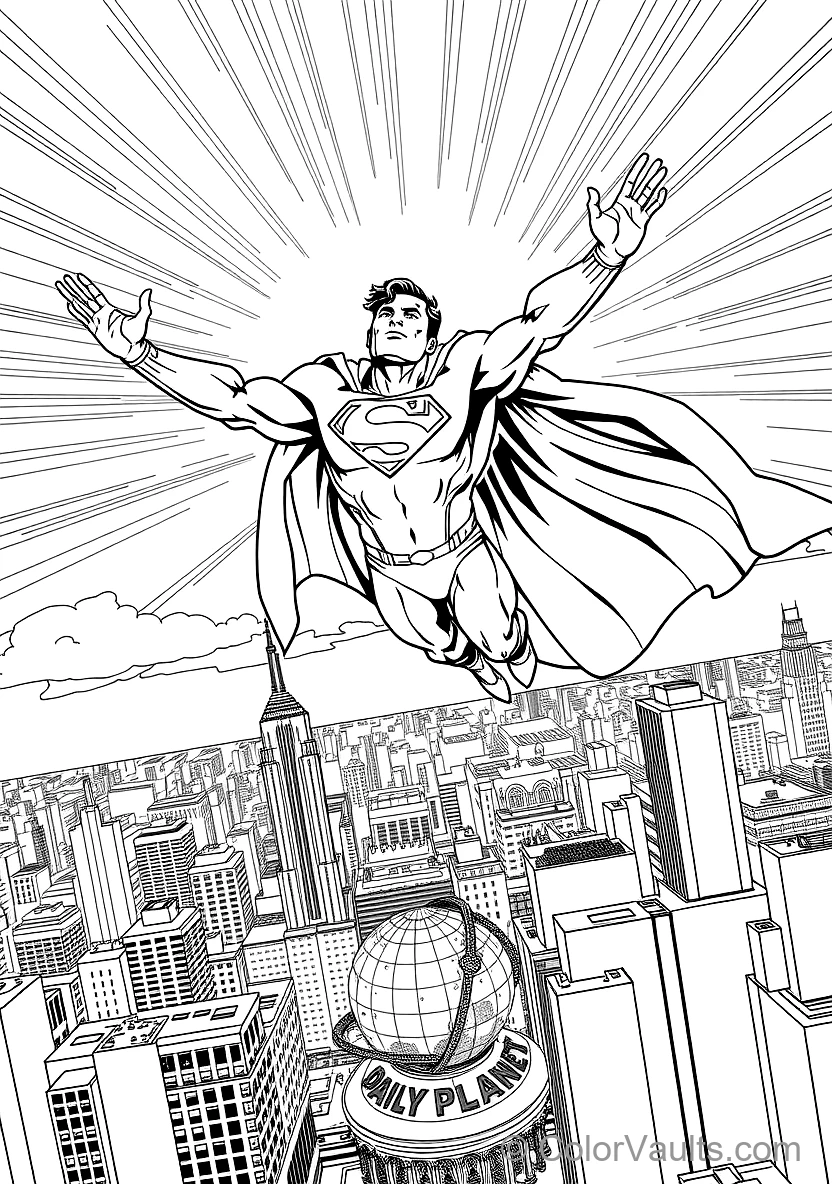 Superman Soaring with Arms Outstretched and Cape (Scene 12)