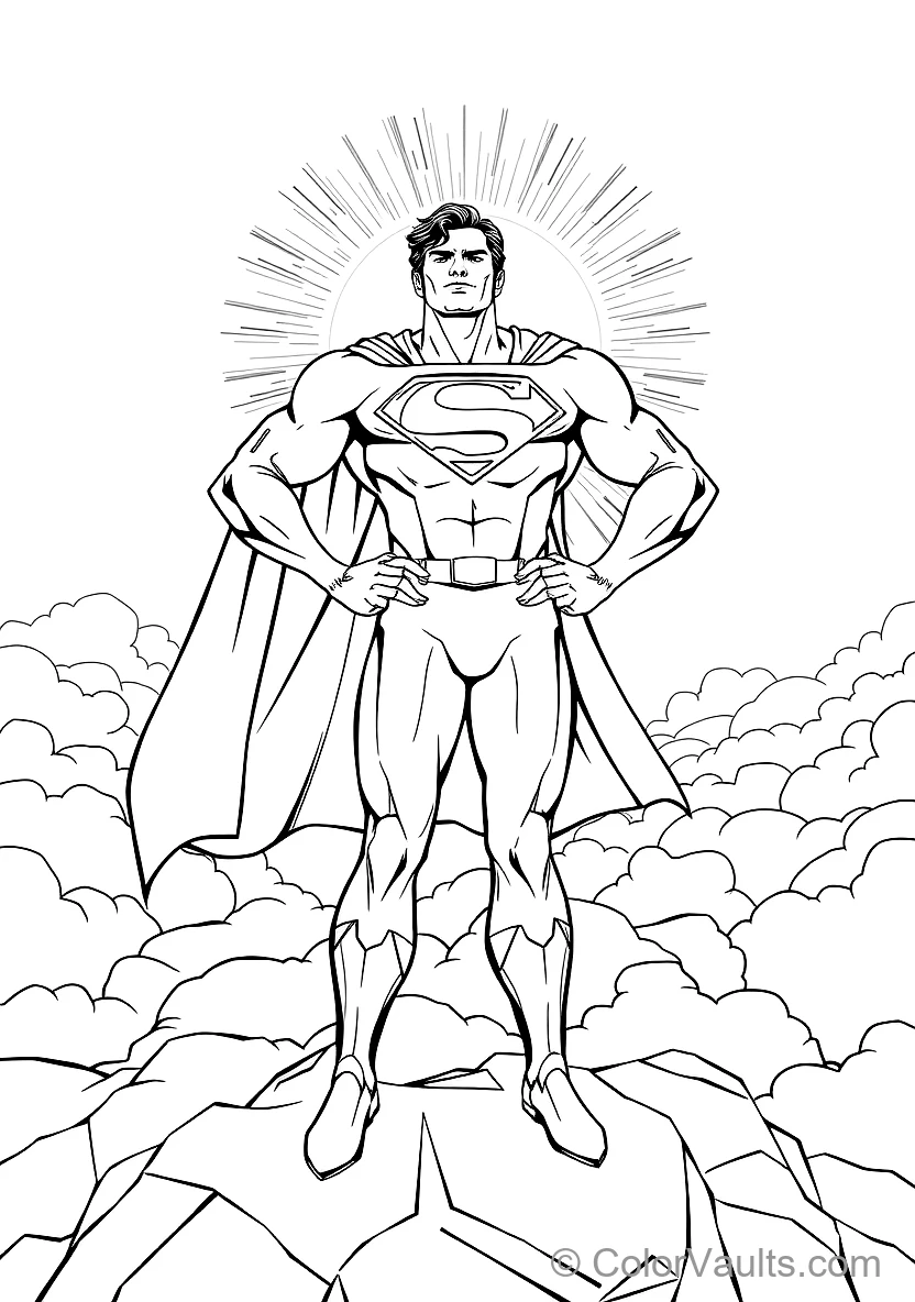 Superman in Majestic Heroic Stance with Hands on Hips (Scene 11)