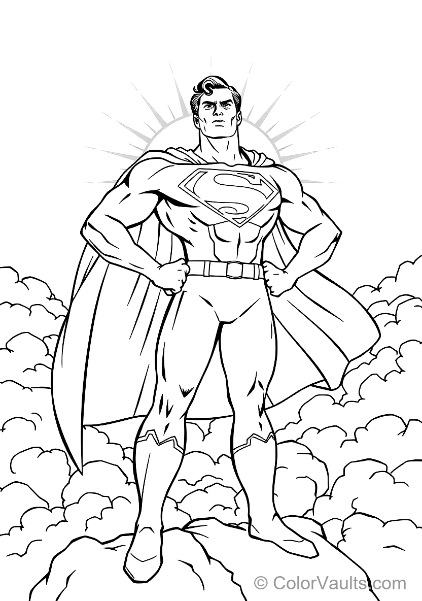 Superman in Majestic Heroic Stance with Hands on Hips (Scene 12)