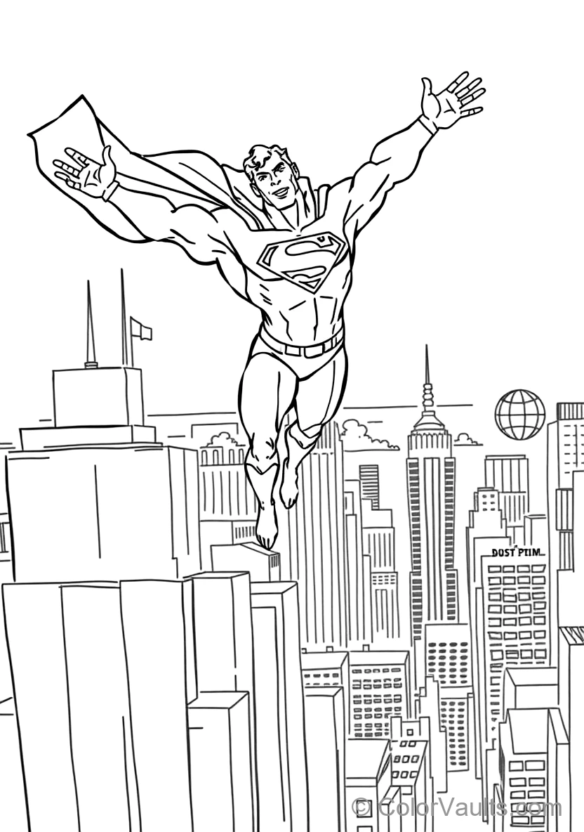 Superman Soaring with Arms Outstretched and Cape (Scene 13)