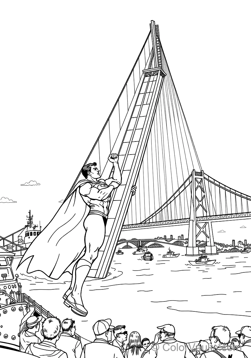 Superman Lifting a Giant Falling Suspension Bridge (Scene 11)