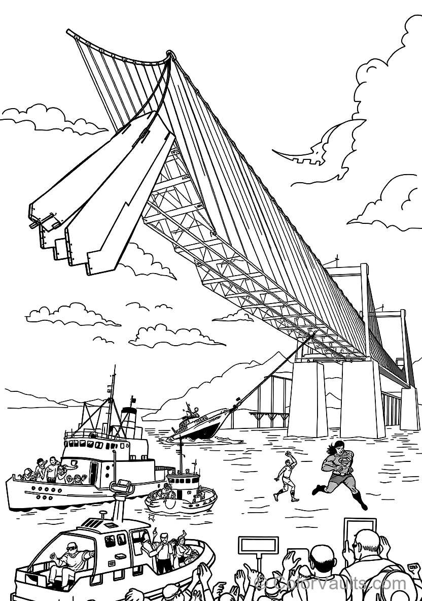 Superman Lifting a Giant Falling Suspension Bridge (Scene 12)