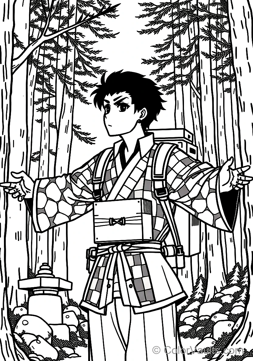 Anime Tanjiro Kamado in Classic Anime Style (Scene 10)
