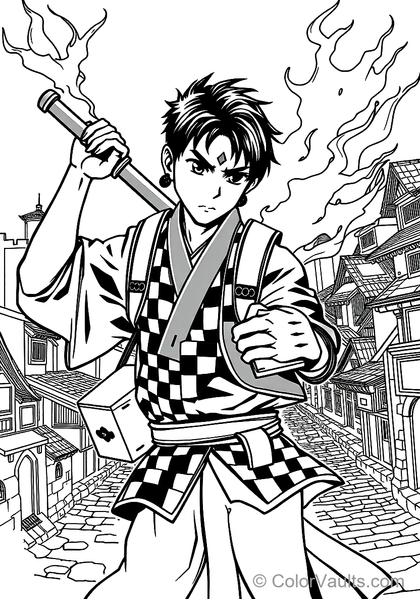 Anime Tanjiro Kamado in Classic Anime Style (Scene 16)