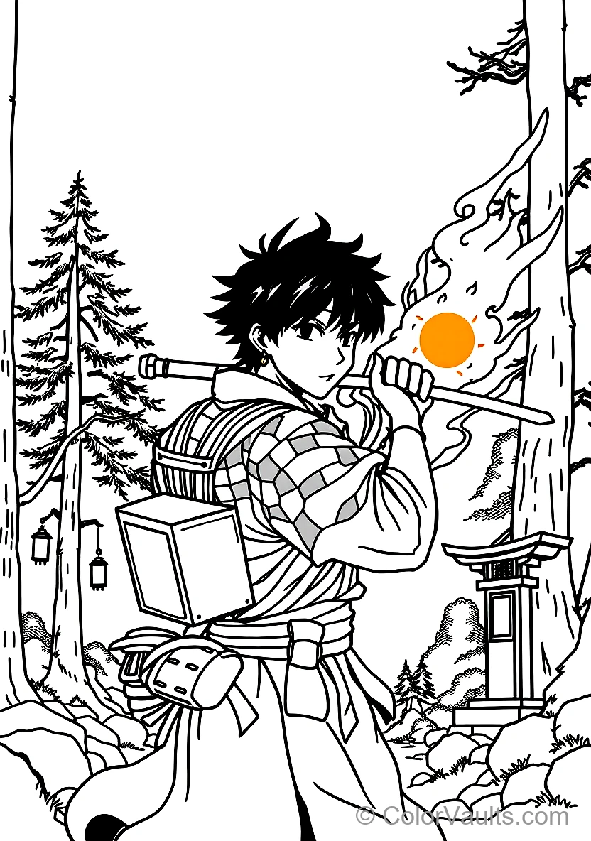 Anime (algemeen) Tanjiro Kamado in Classic Anime Style (Scene 13)