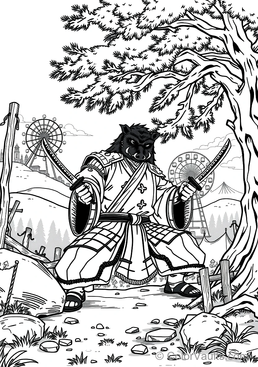 Inosuke Hashibira with Wild Boar Mask and Dual Jagged