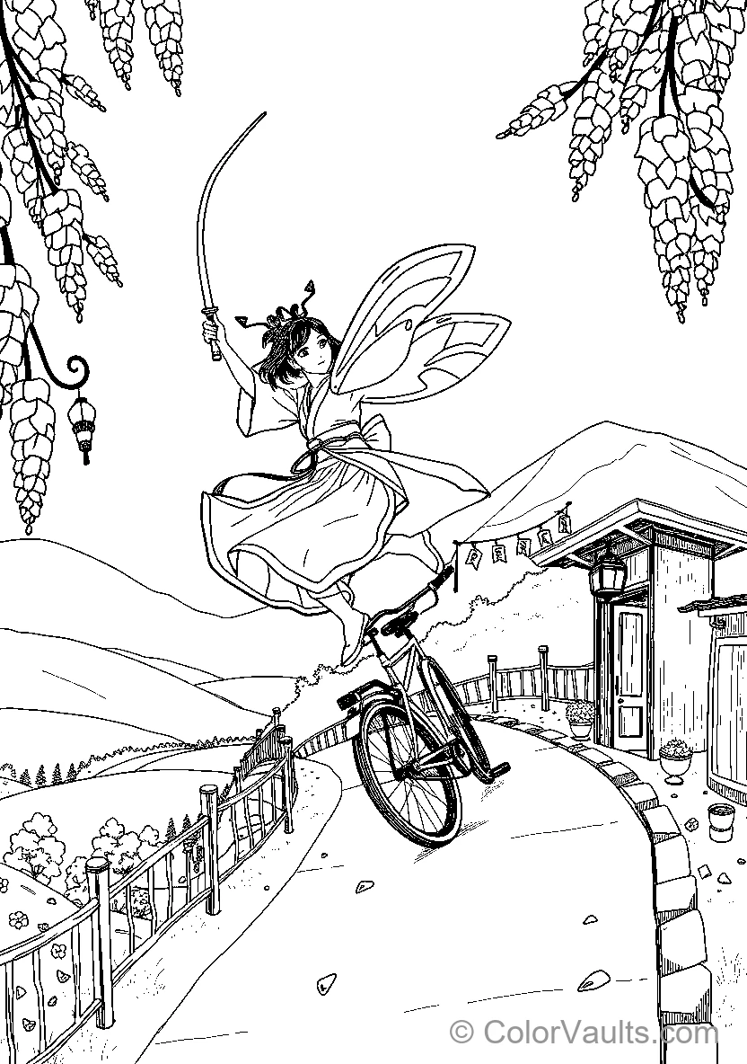 Fairy Cycling Through Village