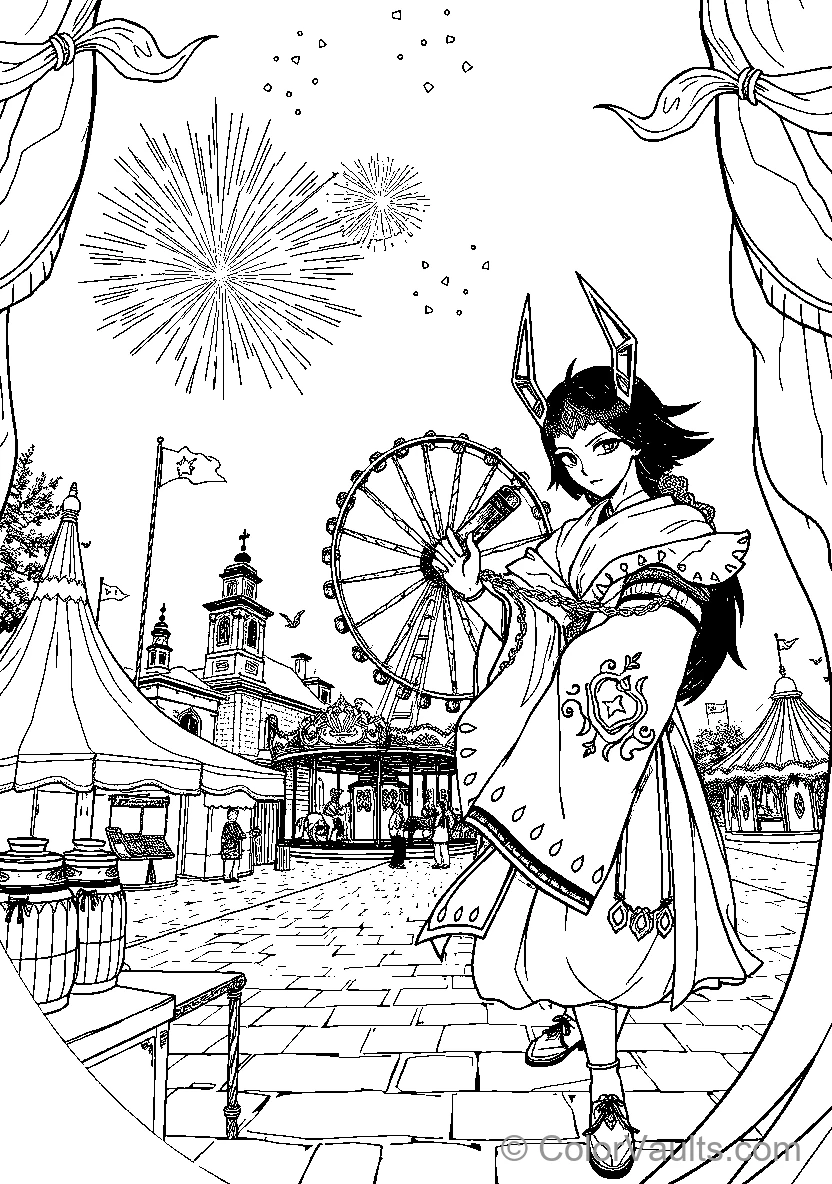Traditional Japanese Character At An Amusement Park