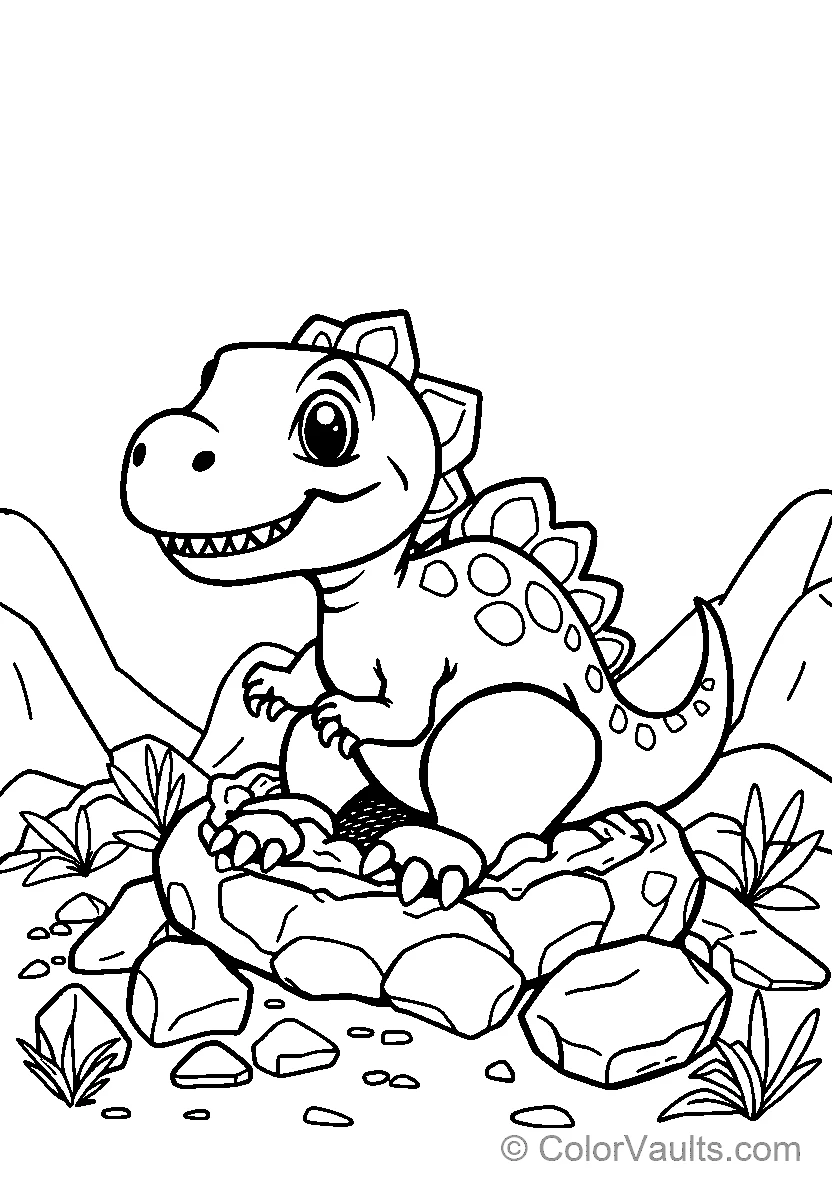 A cheerful cartoon dinosaur