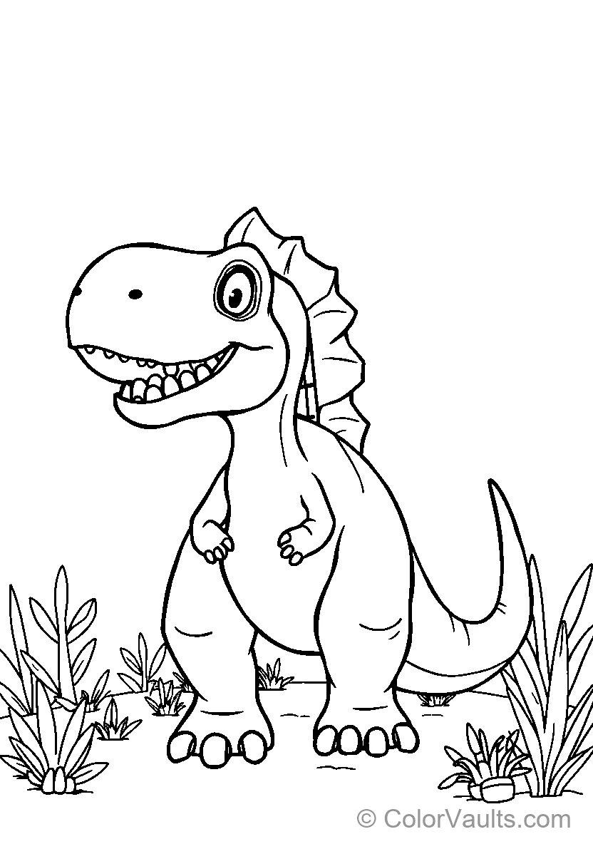 A smiling cartoon dinosaur