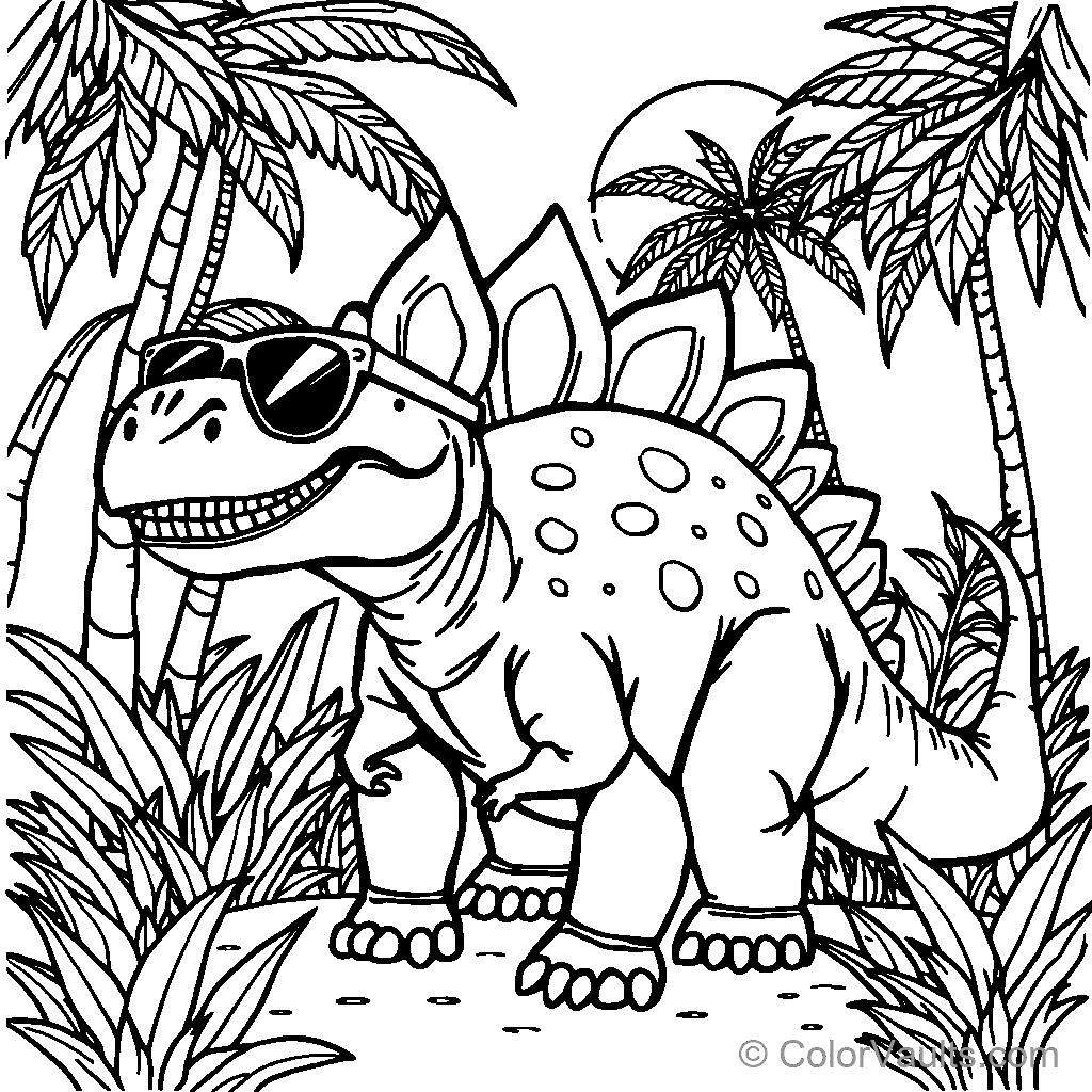 Dino Roller Skater - Free Printable Coloring Page | ColorVaults
