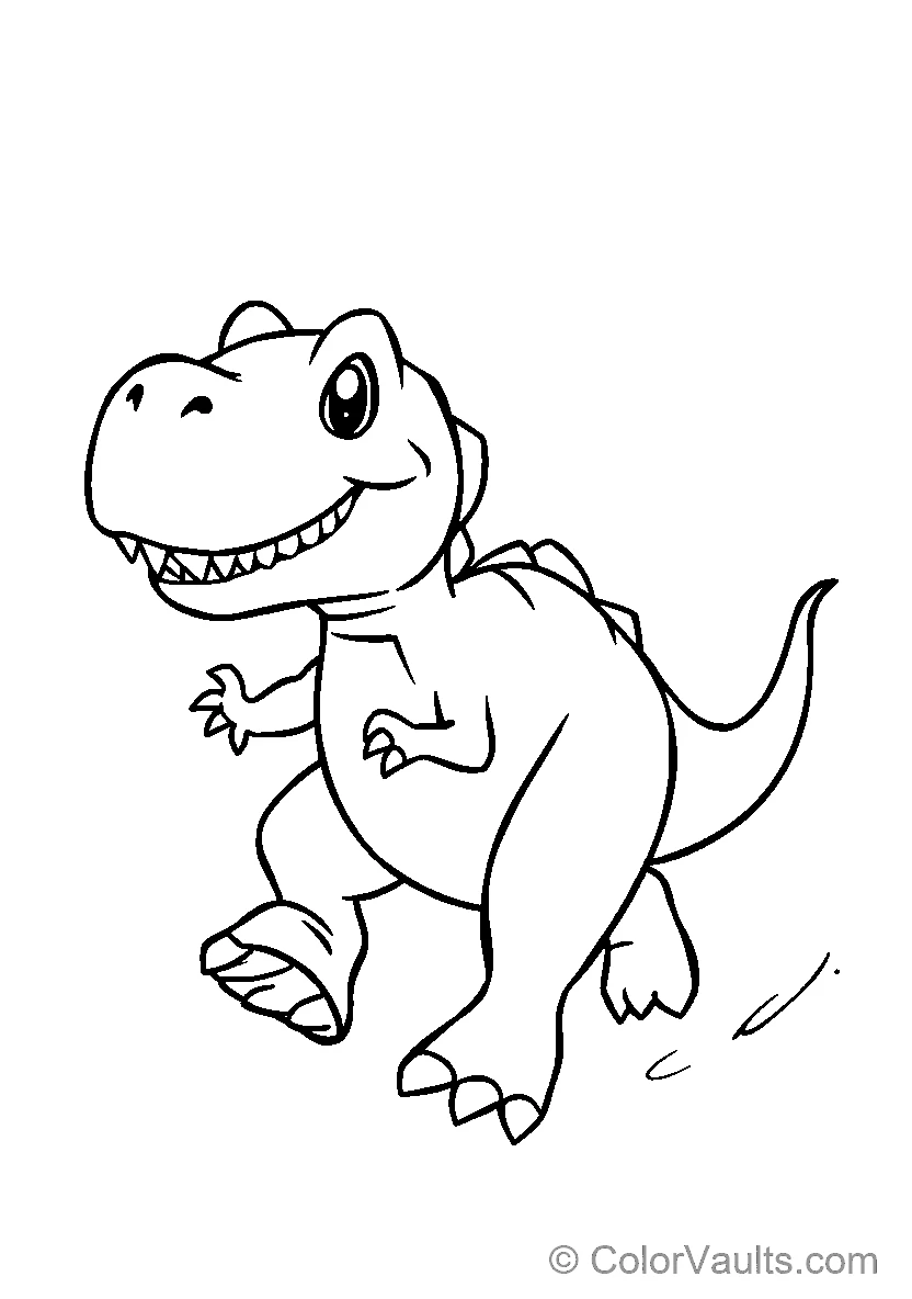 Dino with Cape - Free Printable Coloring Page | ColorVaults