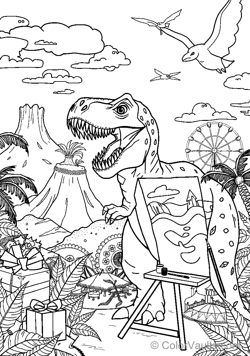 Dinosaur Artist Painting