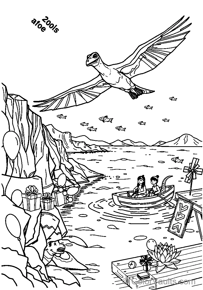 Dinosaur Flight Over Lake