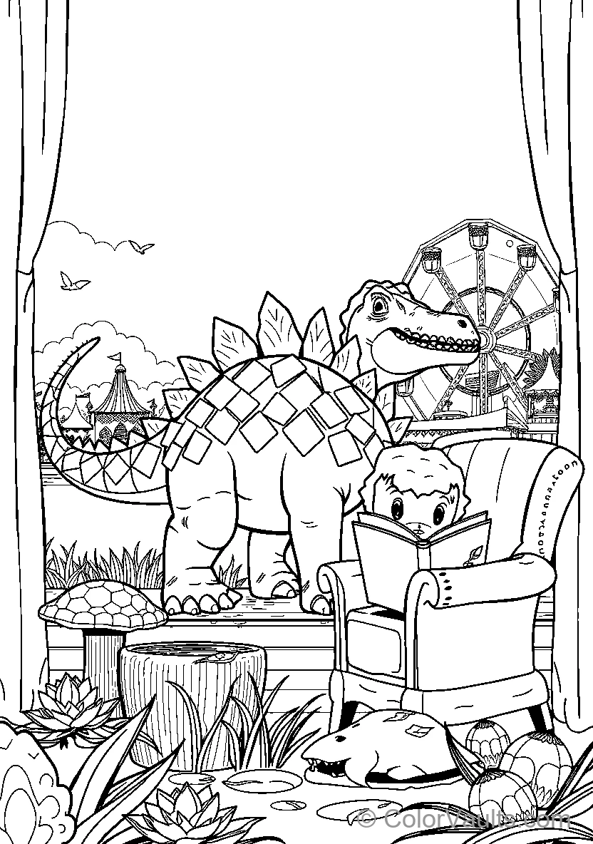 Dinosaur Reading Together