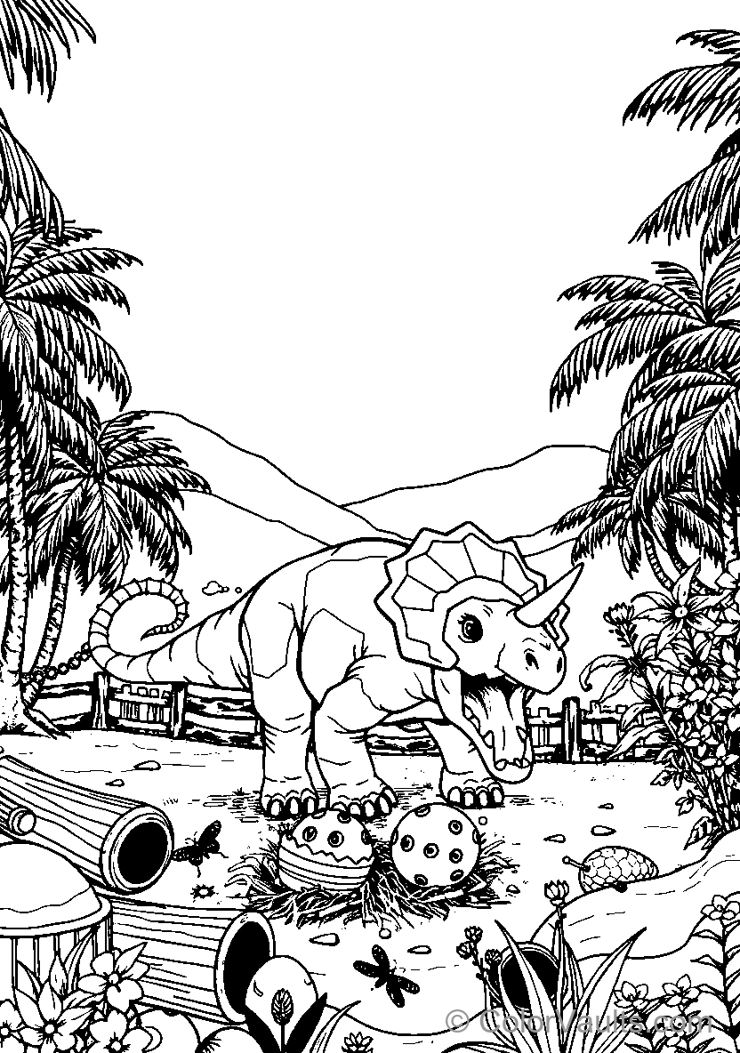 Dinosaur Unicorn In Jungle