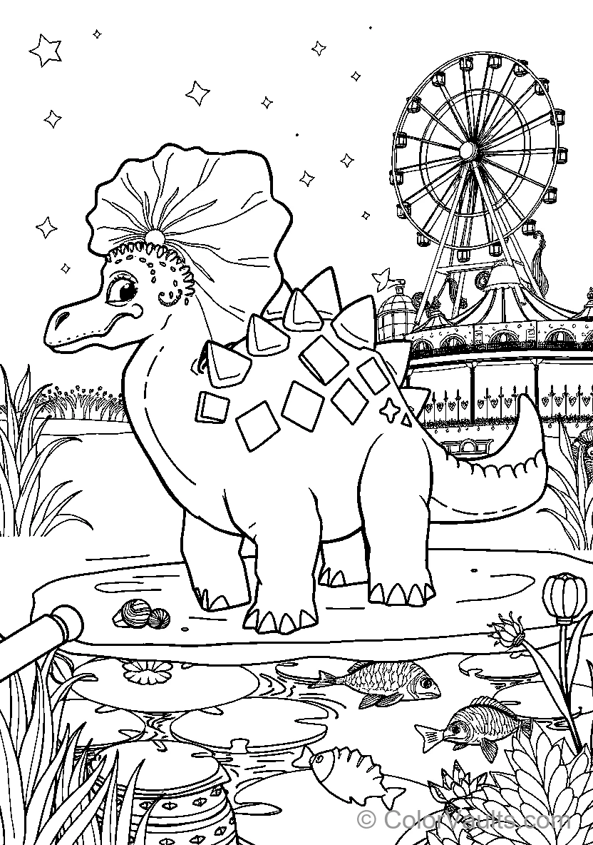 Dinosaur At An Amusement Park